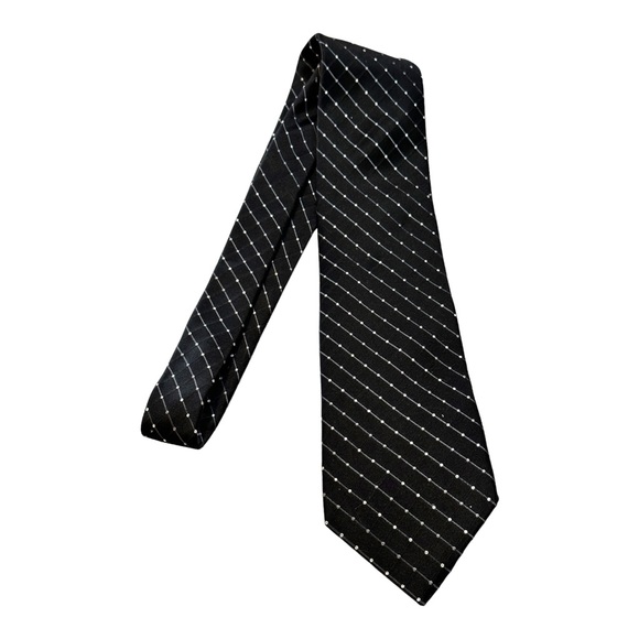 Geoffrey Beene Silk Tie 56 1/4 x 3 3/4” Black with Dots - Picture 1 of 11